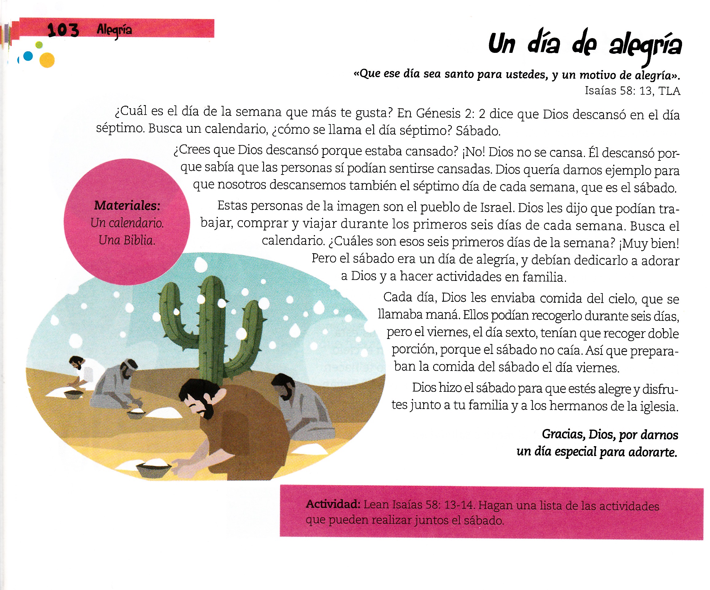 Página ilustrada del devocional