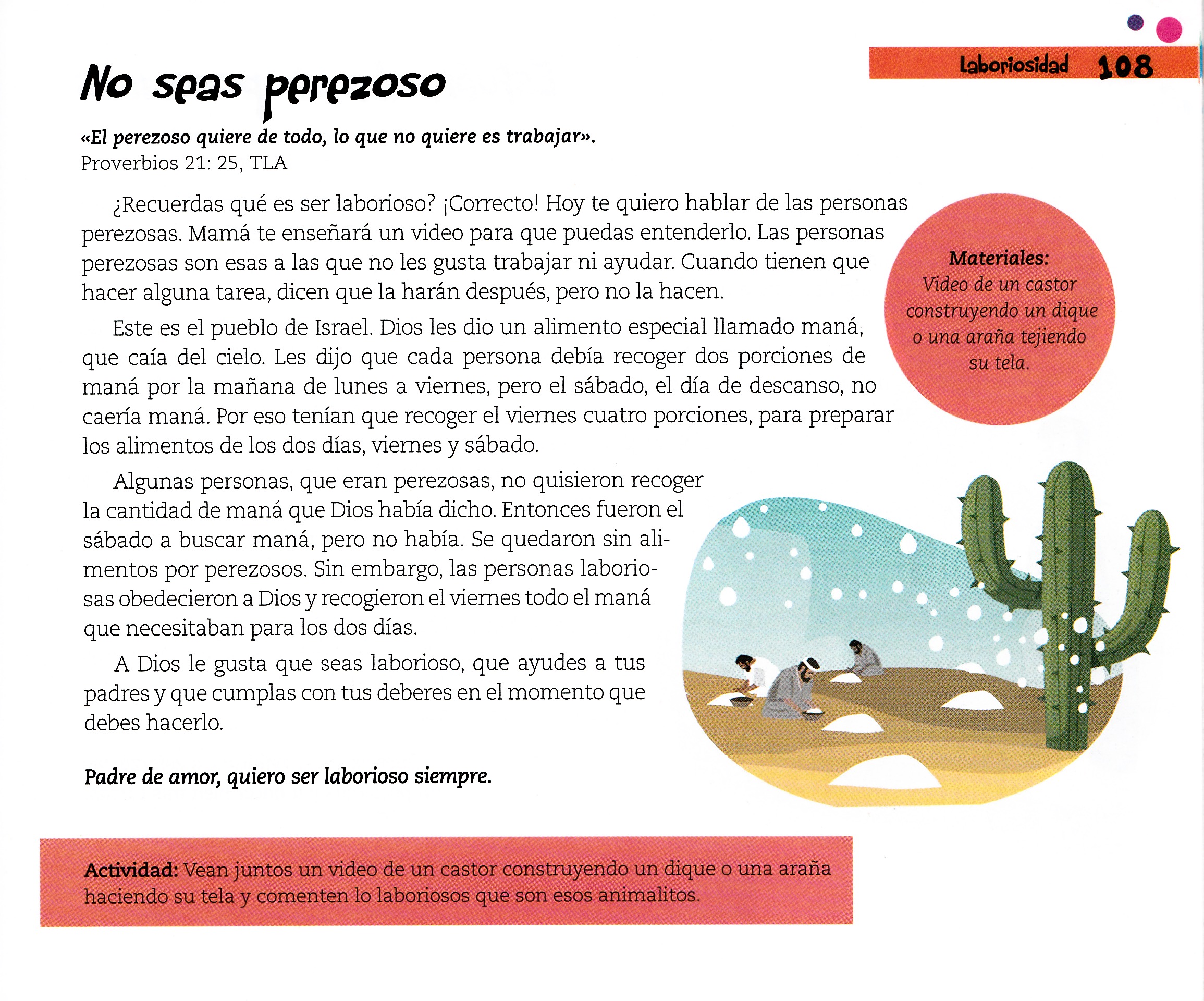 Página ilustrada del devocional